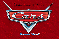 Cars title screen for GameBoy Advance